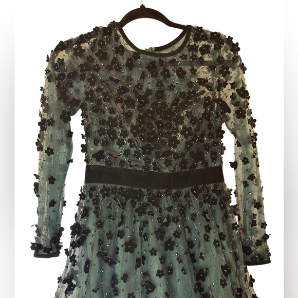 Mac Duggal 67007 Emerald Embellished Illusion Long Sleeve Dress Sz 4 NWT - Picture 5 of 14